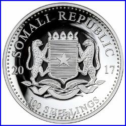 2019 Somalia 1 oz High Relief Silver Elephant Sh100 Coin GEM Proof OGP SKU55173