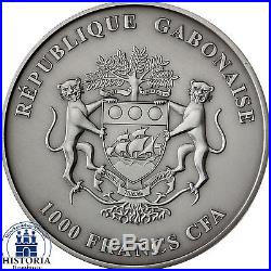 2012 Gabon 1000 Francs Antique Finish 1 Oz Coin BABY LION SILVER OUNCE