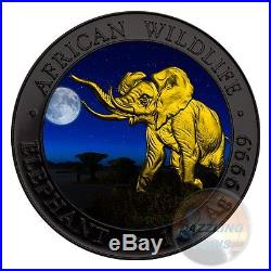 1//2 Gram 24k Coin in Capsule African Wildlife .9999 2016 SOMALIA GOLD ELEPHANT