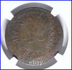 1804 Ceylon 1/28 RD NGC VF Details Rare World Coin Elephant Proof