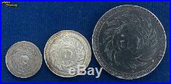 1869 Thailand Siam Set Of 3 Coin Rama V Silver Y#28,29,31 Baht Fuang Elephant Xf
