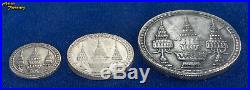 1869 Thailand Siam Set Of 3 Coin Rama V Silver Y#28,29,31 Baht Fuang Elephant Xf