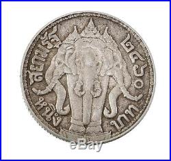 1917 (be2460) Thailand Siam Rama VI 1 Baht Silver Coin Three Headed Elephant