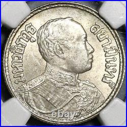 1921 NGC MS 63 Thailand 1/2 Baht Rama VI Silver Elephants Coin (20091602C)