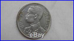 1929 Thailand Siam BE2472 1/2 Baht Rama VII 50 Satang Elephant Silver Coin