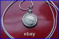 1941 African Elephant & Palm Tree Coin Pendant on a 30 925 Silver Snake Chain