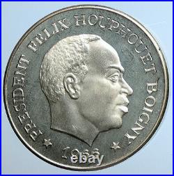 1966 IVORY COAST Felix Houphouet-Boigny AFRICA Elephant 10 Francs Coin i111427