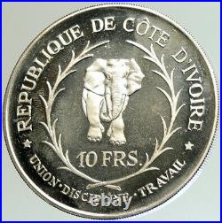 1966 IVRY COAST Felix Houphouet-Boigny AFRICA Elephant 10 Francs Coin i105107