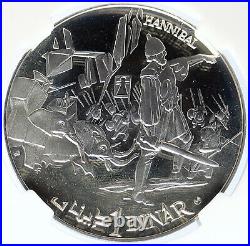 1969 TUNISIA History HANNIBAL ELEPHANTS Vintage Proof Silver 1D Coin NGC i105668