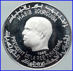 1969 TUNISIA History HANNIBAL ELEPHANTS Vintage Proof Silver 1 Dinar Coin i86256