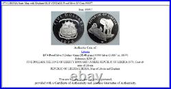 1974 LIBERIA State Map with Elephant OLD VINTAGE Proof Silver $5 Coin i90057