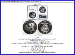 1975 LIBERIA State Map with Elephant VINTAGE Proof Silver $5 Coin NGC i105828