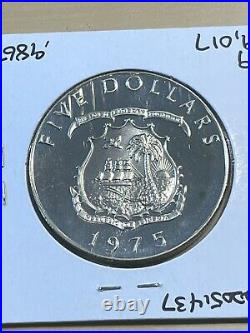 1975 Liberia $5 Large Silver Proof Coin Elephant Low Mintage