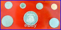 1976 Republic of Liberia 7 Coin Set with Elephant $5 Silver Coin With Box