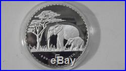 1987 Namibia 5 Oz. Elephant Silver Proof Coin