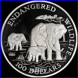 1991 Cook Islands Endangered Wildlife 5 Ounce Silver Elephants. 999 Fine