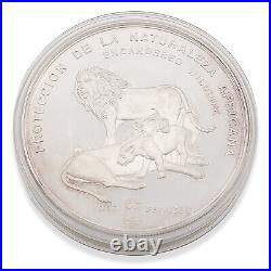 1992 Equatorial Guinea Elephant & Lion Proof Coin 7000 Francos. 9999 Silver 500g