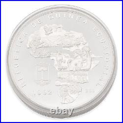 1992 Equatorial Guinea Elephant & Lion Proof Coin 7000 Francos. 9999 Silver 500g