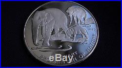 1993 Cambodia 20 Riels Elephants Silver Proof Coin RARE
