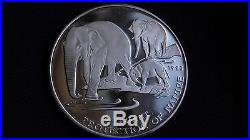 1993 Cambodia 20 Riels Elephants Silver Proof Coin RARE