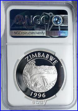 1996 ZIMBABWE Wildlife ELEPHANTS AFRICAN OLD Silver 10 Dollar Coin NGC i89218