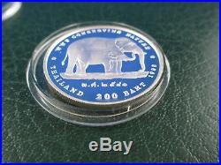 1998 200 Baht Thailand Silver Proof Coin Wwf Conserving Nature Elephant Rare