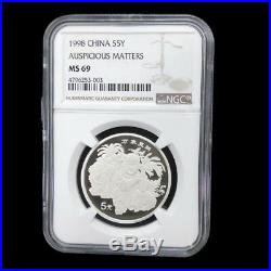 1998 auspicious matters baby elephant 1/2oz silver coin S5Y NGC MS69