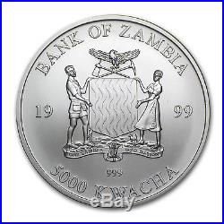 1999 1 oz Silver Zambian Elephant Coin Brilliant Uncirculated SKU #85499