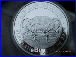 1 Kilo Silber 9999 Somalia Elephant 2020 Originalkapsel KG Silver 1000g