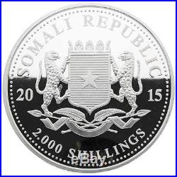 1 Kilo Somalia 2015 African Wildlife Coin Elephant. 9999 Silver Coin