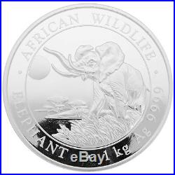1 Kilo Somalia 2016 African Wildlife Coin Elephant. 9999 Silver Coin