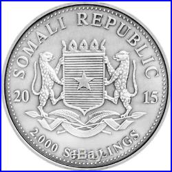 1 kg kilo 2015 Somalian African Antiqued Elephant Silver Coin