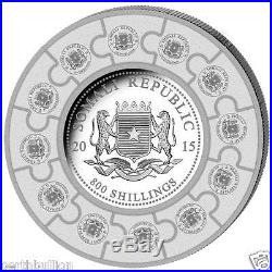 1 kilo silver coin 2015 2000 Sh Somalian Elephant 12th anniversary puzzle