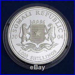 1 oz Silver Somalia Elephant Elefant Somalie 2004 Ag Zilver Silber + capsule
