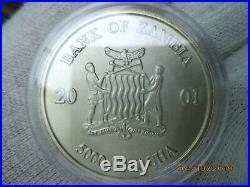 1 oz Zambia Elephant 5000 Kwacha 2001 African Wildlife Silver Color Silber Unze
