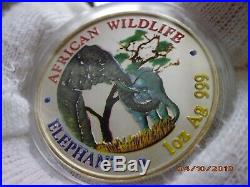 1 oz Zambia Elephant 5000 Kwacha 2001 African Wildlife Silver Color Silber Unze