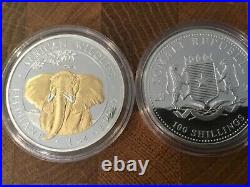 1oz 2021 Somalia Elephant 999.9 Bu Silver Gilded Coin