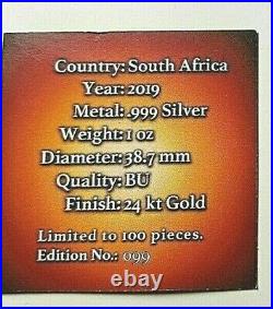 1oz South African Krugerrand. 999 Silver Coins Elephant