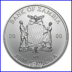 2000 1 oz Silver Zambian Elephant Coin Brilliant Uncirculated SKU #85500
