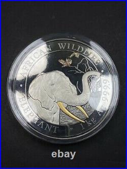 2000 Shillings 2018 Somalia Elephant Silver Kilo 32.15 Oz 99.99% Silver