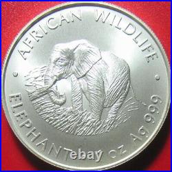 2000 ZAMBIA 5000 KWACHA 1oz SILVER MATTE ELEPHANT AFRICAN WILDLIFE RARE COIN