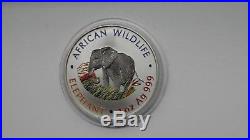 2000 Zambia 5000 Kwacha Elephant 1 oz Silver Matte finish colored coin