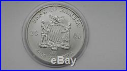 2000 Zambia 5000 Kwacha Elephant 1 oz Silver Matte finish colored coin