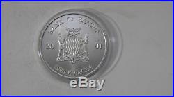 2001 Zambia 5000 Kwacha Elephant Silver MATTE Finish Coin