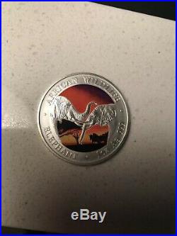 2002 5000 Kwacha Zambia African Wildlife Elephant 1 OZ 999 Silver Coin Colorized