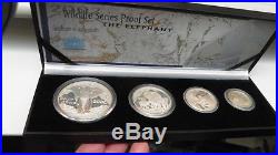 2002 South Africa Wildlife Wildlife Elephant 4 Coin Silver Proof set in OGP