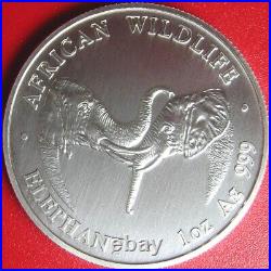 2002 ZAMBIA 5000 KWACHA 1oz SILVER MATTE AFRICAN ELEPHANT WILDLIFE RARE COIN