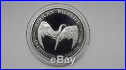 2002 Zambia 5000 Kwacha Elephant 1 oz Silver PROOF coin