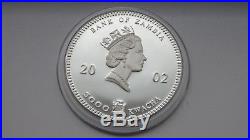 2002 Zambia 5000 Kwacha Elephant 1 oz Silver colored coin