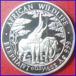 2003 ZAMBIA 2000 KWACHA 1/2 oz SILVER PROOF ELEPHANT AFRICAN WILDLIFE RARE COIN